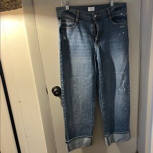 Women’s time and tru wide leg cuffed jeans
